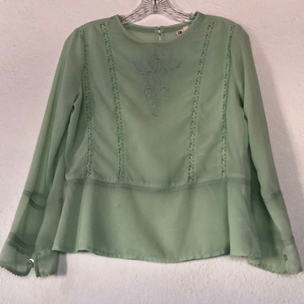 Sea foam Green Lightweight Embroidered Blouse